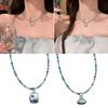Trendy Minimalist Blue Shell Charm Necklace Delicate Beadwork Chain Accessory Adjustable Length Clavicle Chain