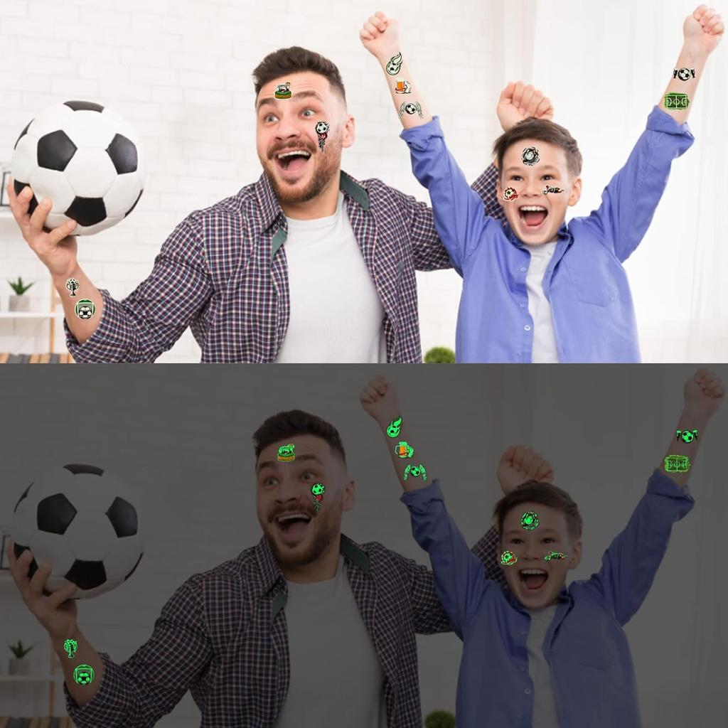 10 Sheets Luminous Soccer Temporary Tattoo,Glow In The Dark, Fan Games Event Tattoo,Party Favors School Reward Prizes Supplies