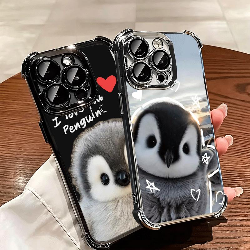 Penguins Love At The North Pole Soft Phone Case For iPhone 15 16 17 Air 14 Pro Max 16E Plus 13 12 Mini Plating Anti-Fall Fundas
