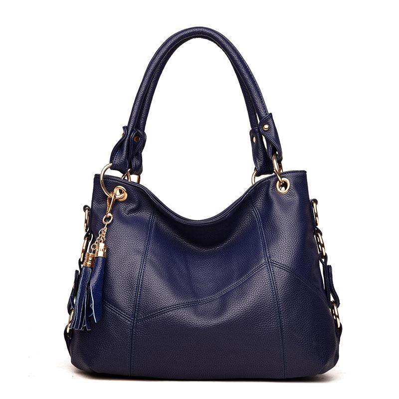 Women's Bag New European and American Fashion Popular Women's Style, Trendy Single Shoulder Fringed Splicing Soft Leather Portable Messenger Bag