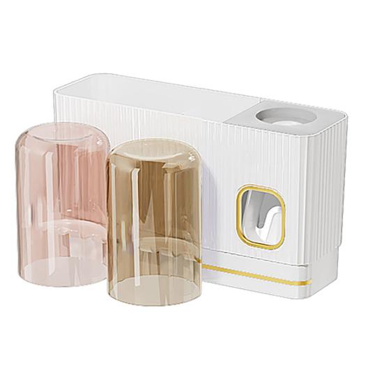 

Настенный держатель для зубных щеток с дозатором зубной пасты, перевернутый дизайн, простая установка, держатель для зубных щеток в ванной, органайзер для косметики M