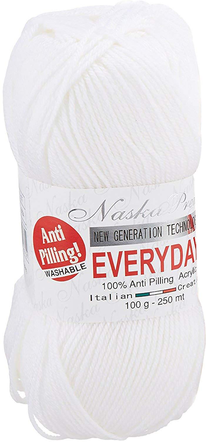

NASKA Hand Knitting Everyday Medium Color Yarn, Solid, Weight, 1, White, Approx. 100g, 250m, N-53