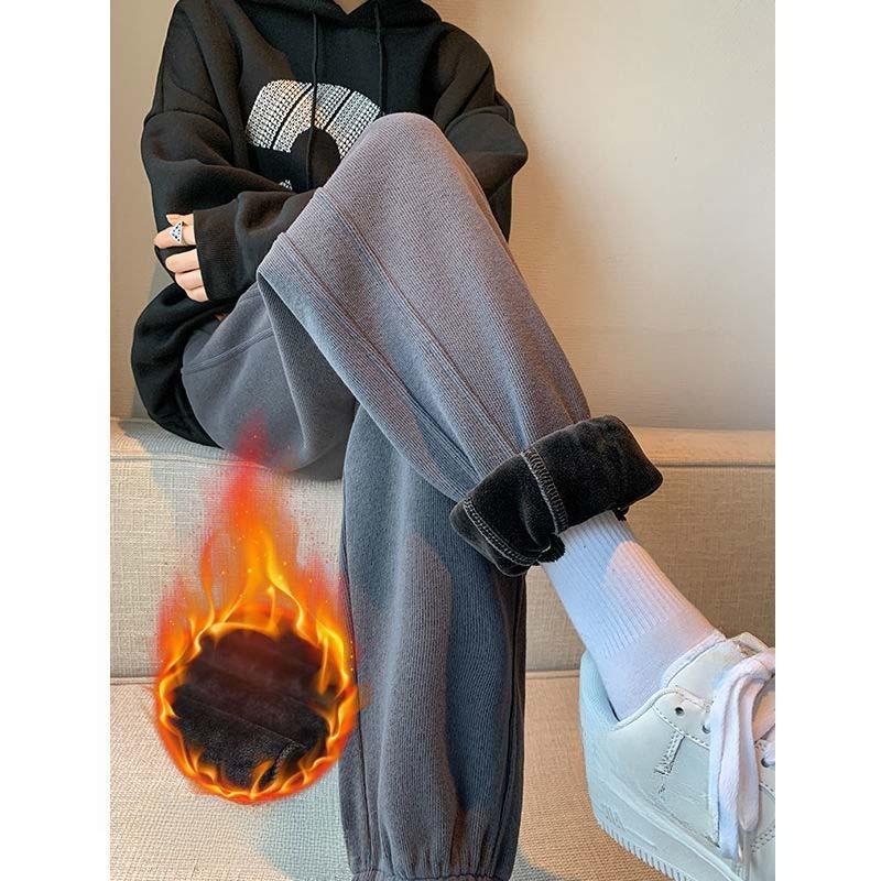 

Женские однотонные бархатные модные спортивные зимние спортивные брюки свободные повседневные толстые плюшевые брюки L темно-серого