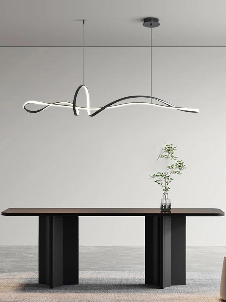 Nordic LED Pendant Lamp for Living Dining Room Home Decor Aluminum Hanging Chandeliers Lighting Black AC 110V 220V Suspension