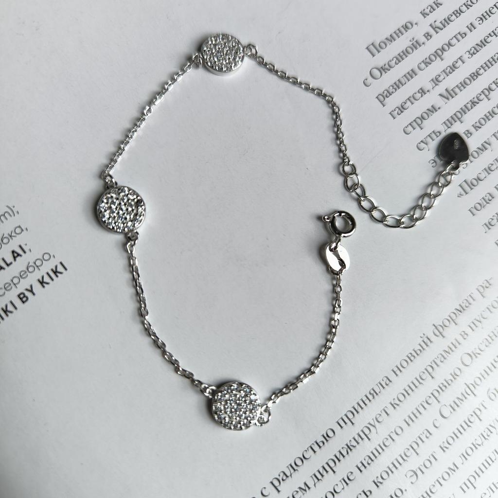 Серебряный браслет с фианитами, вес изделия 3,11 гр (2183891)
