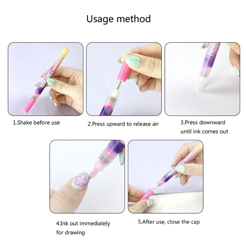 Pack of 12 Quick Dry Nail Art Pens for Professional Salon Use and DIY Home Manicure