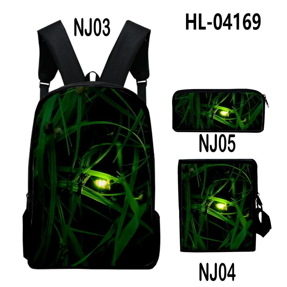 Classique Populaire Classique Lucioles Impression 3D 3 pièces/Ensemble pupille Sacs d'école Sac à dos pour ordinateur portable Sac à dos Sac à bandoulière incliné Trousse à crayons