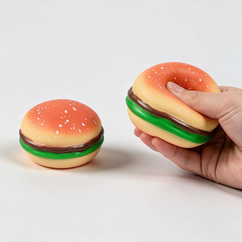 Hamburger Squishy Stress Ball Soft Pinching Toy Anxiety Relief Sensory Fidget Toy Cute Desktop Accessory For Office Home