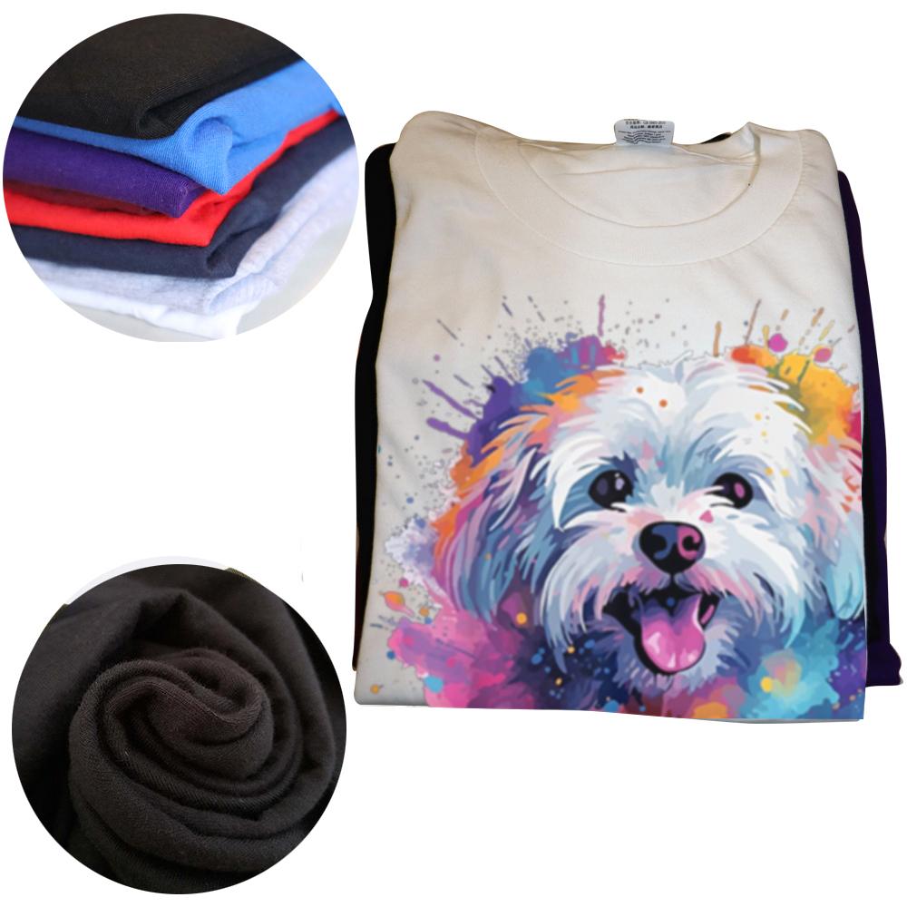 Funny Colorful Maltese Splash Art Dog Graphic T-shirts Men Women's Fashion Casual Tshirt 100% Cotton Loose Oversized T Shirt