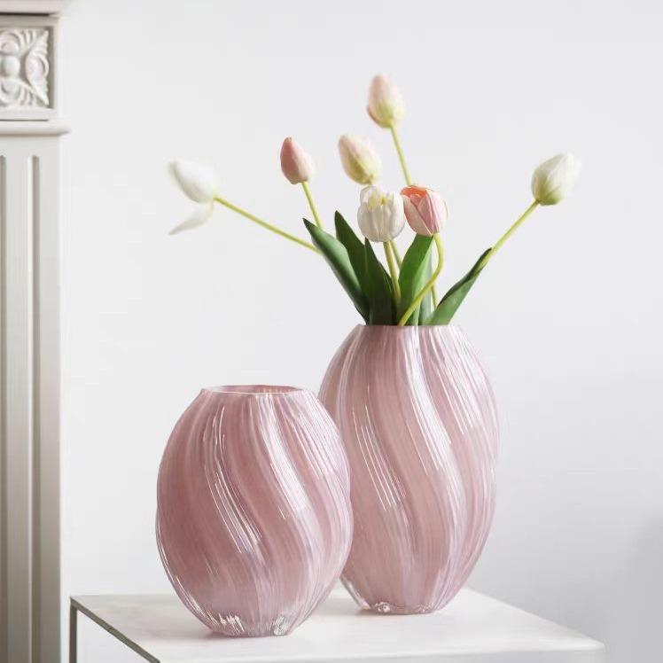 Vase en Verre Européen Minimaliste, Petite Pièce Maîtresse Créative de Luxe pour Table à Manger Salon, Support de Fleur Hydroponique