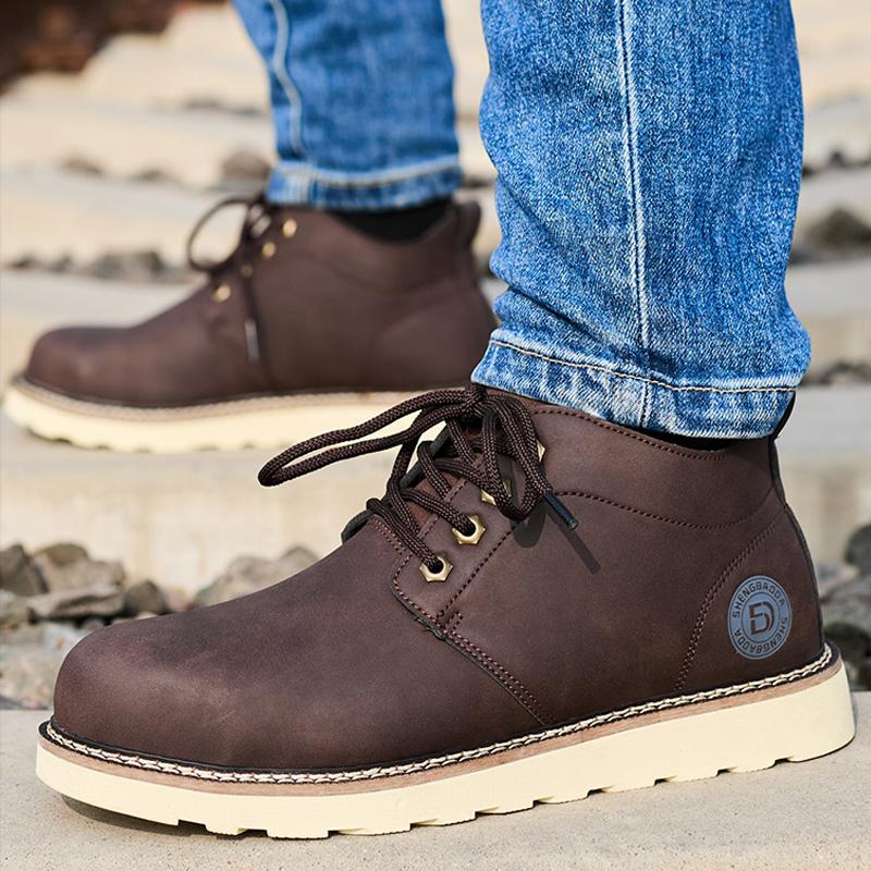

Security Men leather boots Work Shoes Puncture-Proof safety boot for engineers Industrial Shoes Protection Boots Indestructible 39