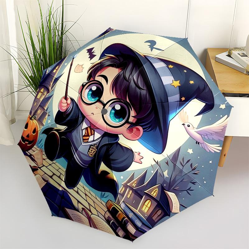 

1pc Chibi Wizard with Pumpkin and Books Umbrella with Plastic Handle,Suitable for All Seasons Travel Outdoor Multi-functional UmbrellaDCS120