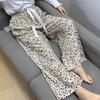 Damen-Blumen-Baumwoll-Seiden-Pyjama - Große Größen, Sommer, Leicht, Für draußen, Gerades Bein, Lockerer Schnitt