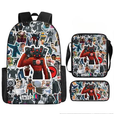 Toilette Mann und Monitor Person Skibidi Toilette Spiel Cartoon Rucksack, Umhängetasche, Federmäppchen