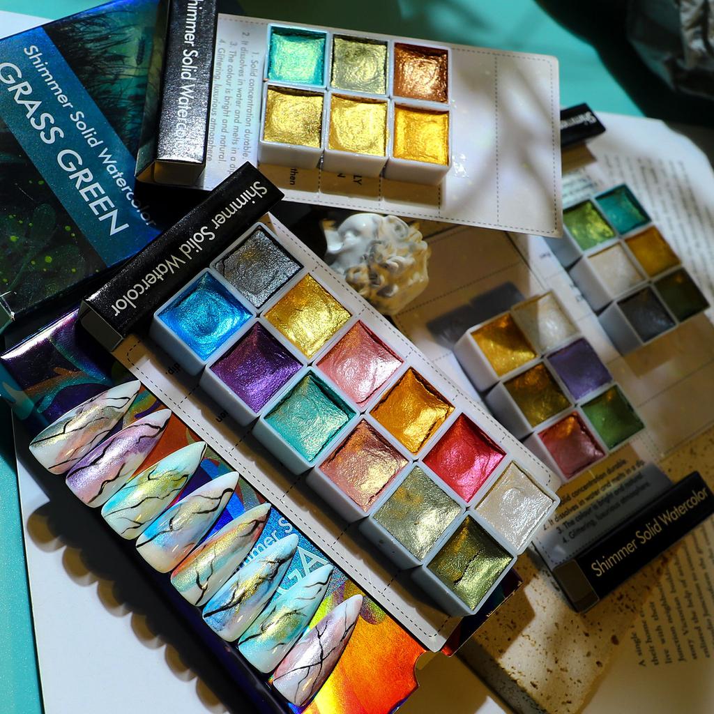 Solid Pearlescent Watercolor Gem Color Star Color Dark Watercolor Paint Nail Art Watercolor