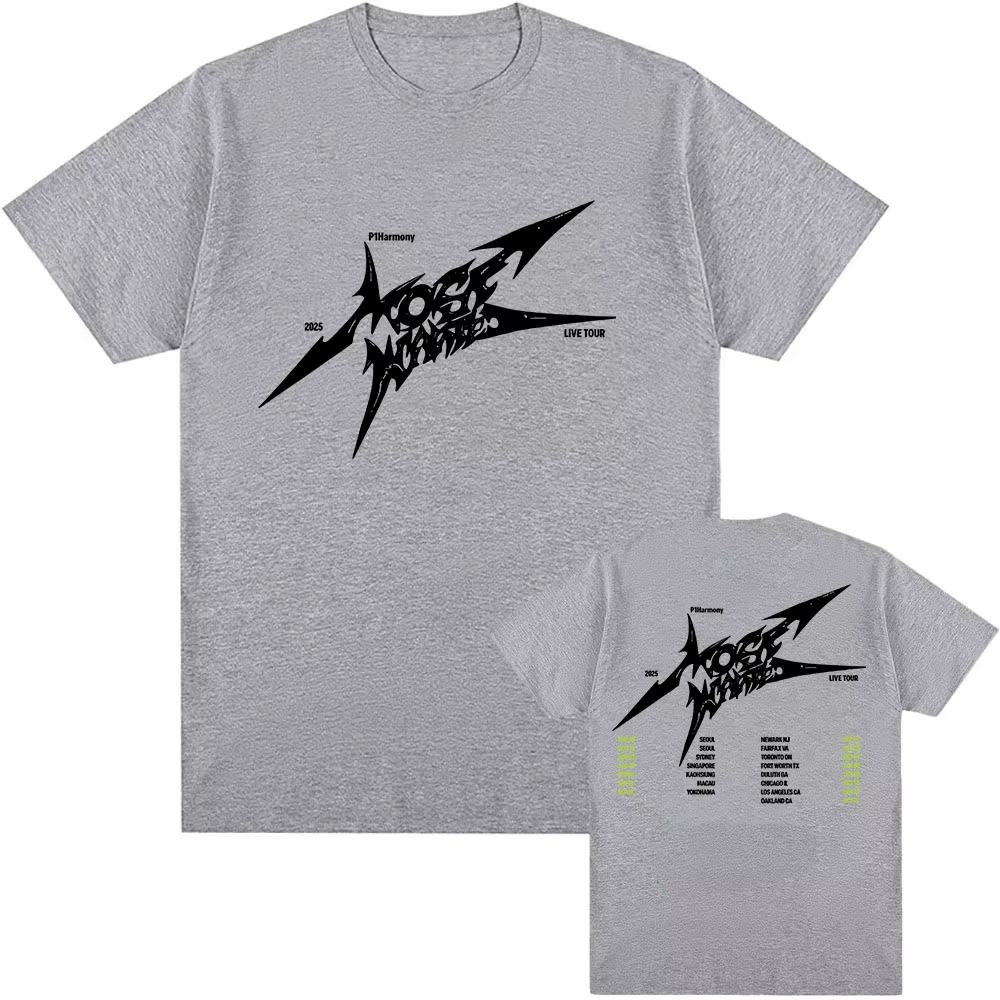 

P1Harmony Live Tour 2025 Футболки Хлопковая Свободная Мужская Футболка Повседневная Мода Унисекс Уличная Одежда Хип-Хоп Корейский Стиль Мужская Футболка Футболка M