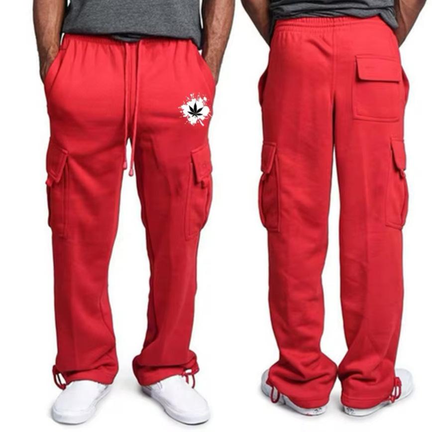 Men's Workwear Casual Pants Straight Wardrobe Sports Fitness Pants Loose Multi-pocket Elastic Tight Trousers