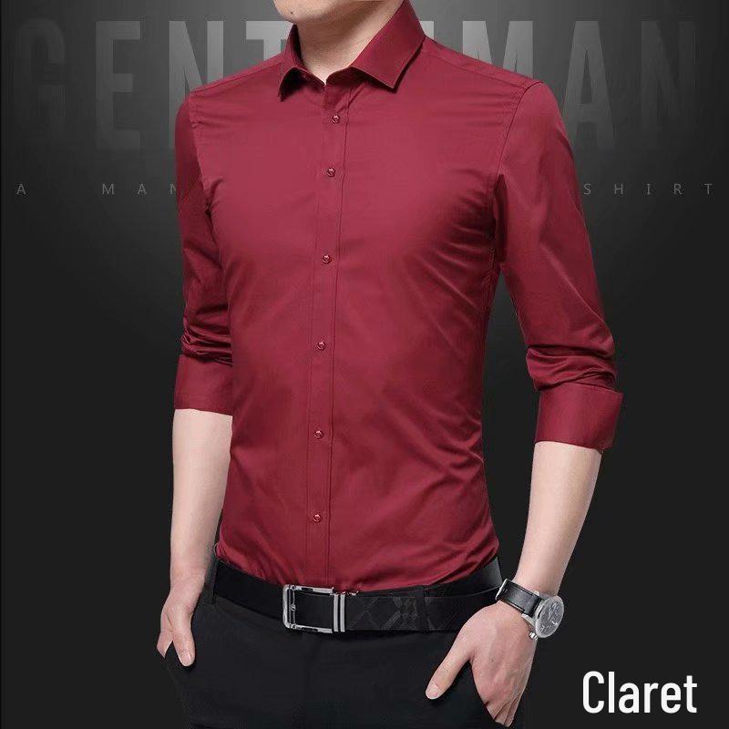 Men's Slim Fit Non-Iron Long Sleeve White Dress Shirt