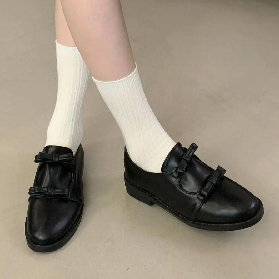 Fashion IPPEUM Mary Janes Shoes For Women Round Toe Bow Pumps 2025 New Fashion Loafers Shoe