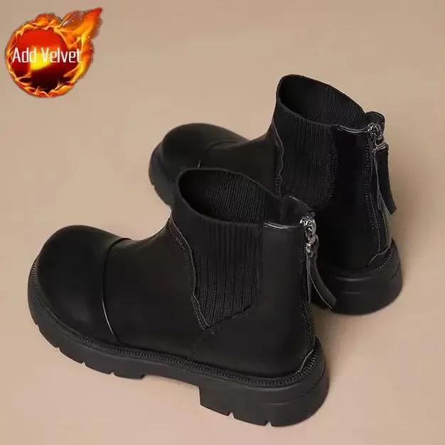 Pelz Plateau Neuheiten Stiefeletten Klobig Im Angebot Schick und Elegant Damen Kurze Schuhe Große Größe Warm Sale Heiß Pu Damen Knöchelstiefel