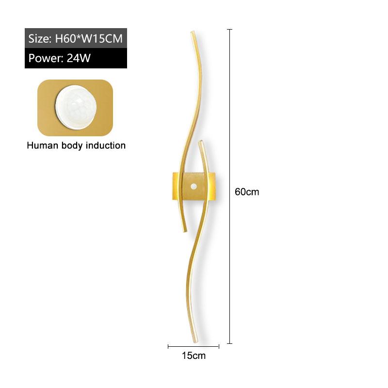 Menschlicher Körper Induktion LED Wandleuchten für Schlafzimmer Wohnzimmer Goldene Wandleuchter Schwarze Goldene LED Wandleuchten Leuchten für Flur