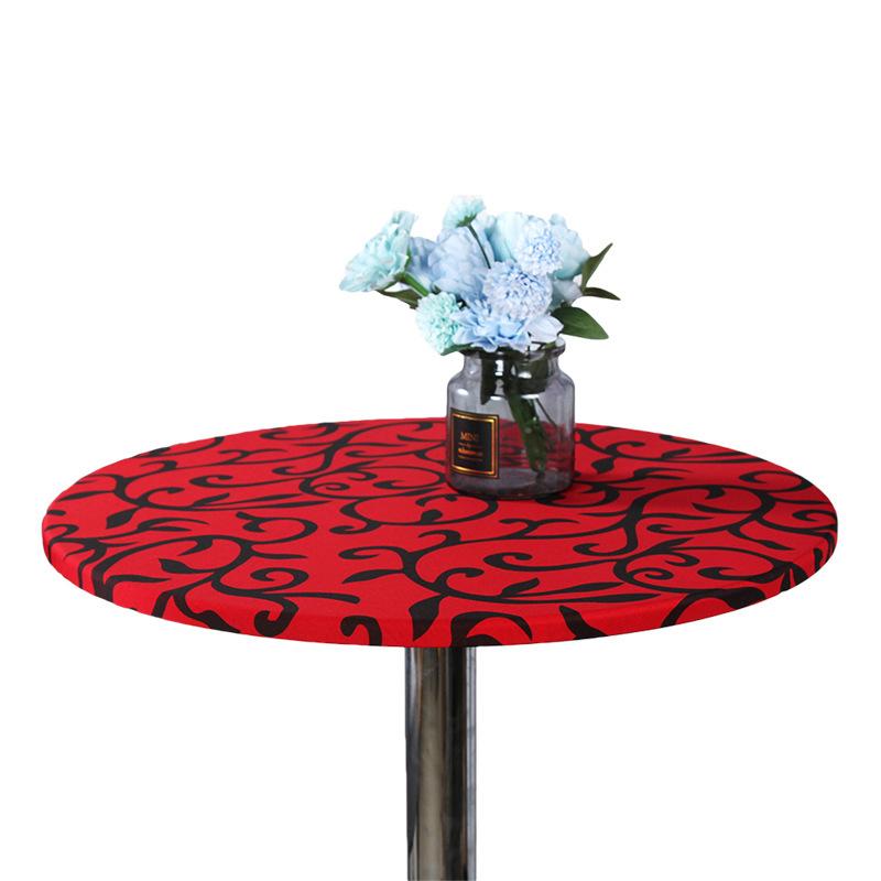 Round Table Cloth Protector Polyester Tablecloth Catering Fitted Table Cover With Elastic Edged 60-120cm Anti-Skid