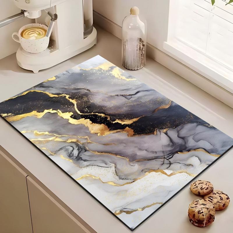 Коврик для кухонной столешницы из диатомовой земли с мраморным рисунком - Водопоглощающая мягкая подкладка и термоизолированная подставка 4050cm Diatomaceous 1000₽