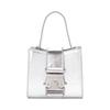 Square Mini Leather Buckle Bag Silver