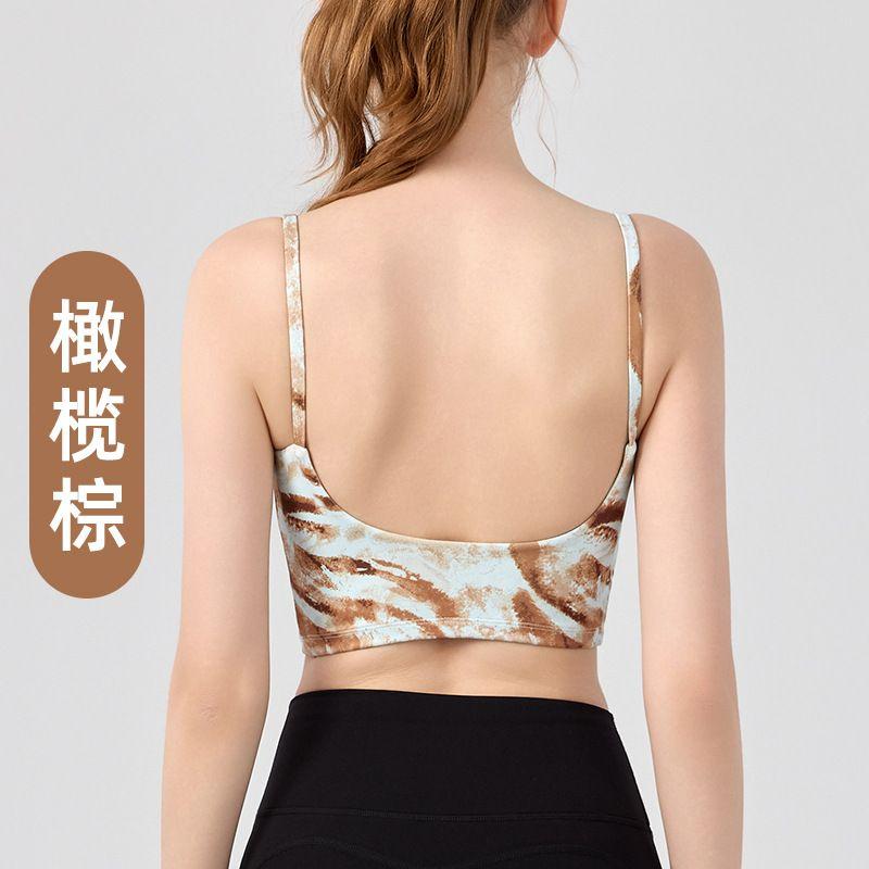 

Тай-дай Цельный Топ для йоги Летняя Красивая спина Европейский и американский Фитнес-топ Слинг Бюстгальтер Ударопрочное Спортивное нижнее белье Olive Brown L