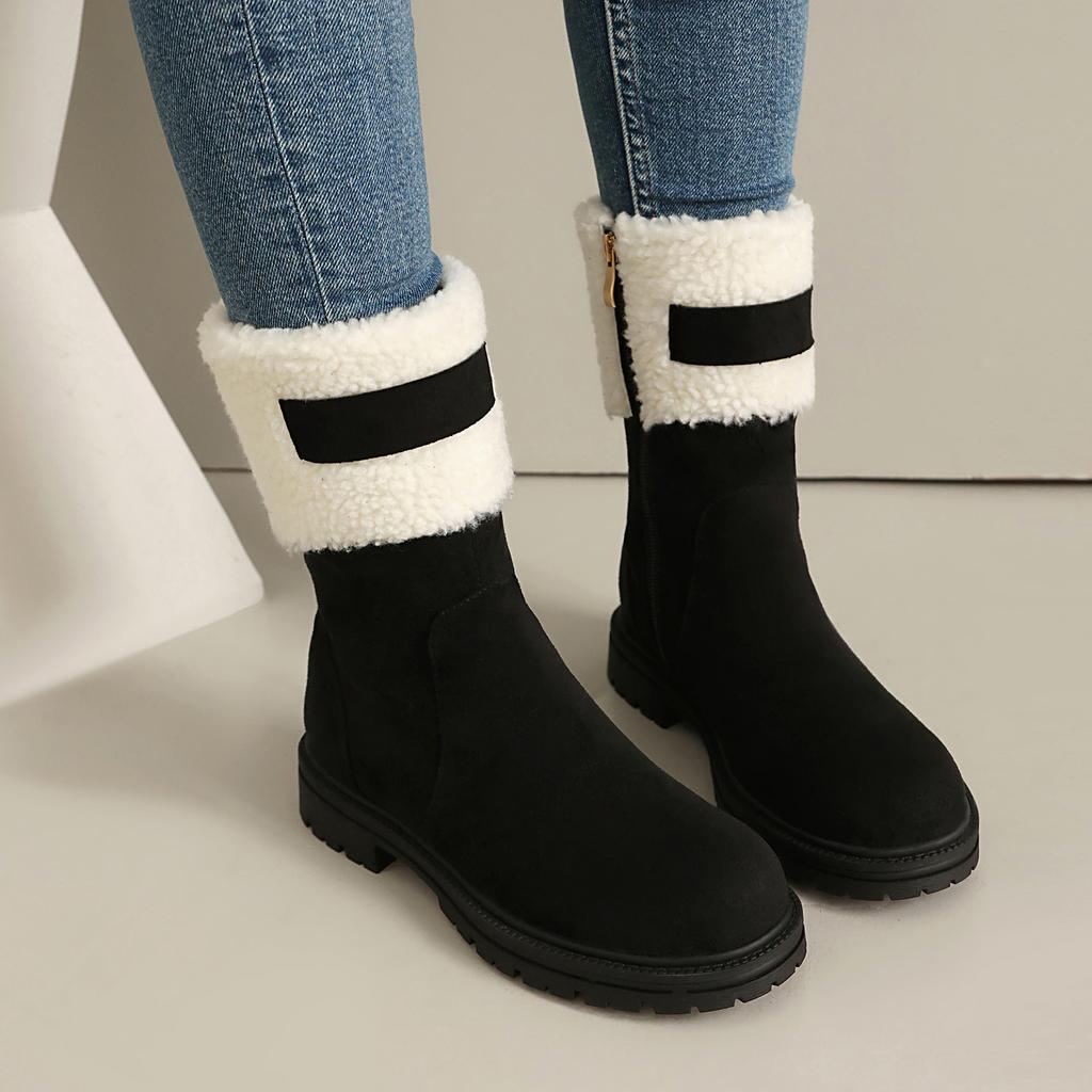 Women's Snow Boots, Comfortable and Warm In Autumn and Winter, Thick Heel Low Heel Large Size Plush Short Boots