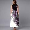 Ladies Oversized Sleeveless Crew Neck Dress Bright Mixed Tropical Foliage Flowy Calf Length Dress