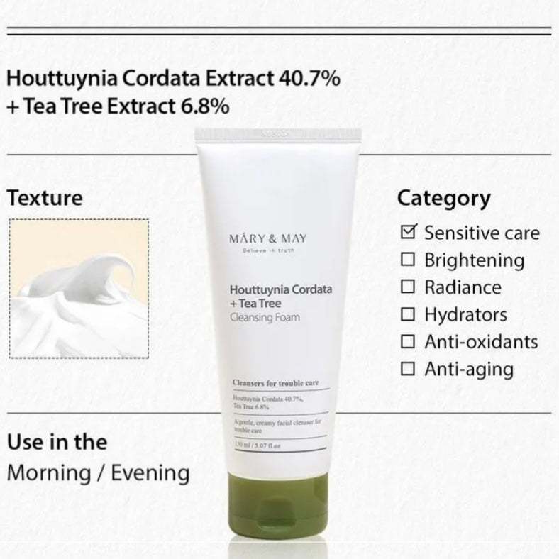Mary&May Houttuynia Cordata + Tea Tree Cleansing Foam 150ml