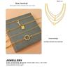 Women's Retro Multi-layer Necklace with Round Ring & Heart Lock Charm - Thick Clavicle Chain Accessory