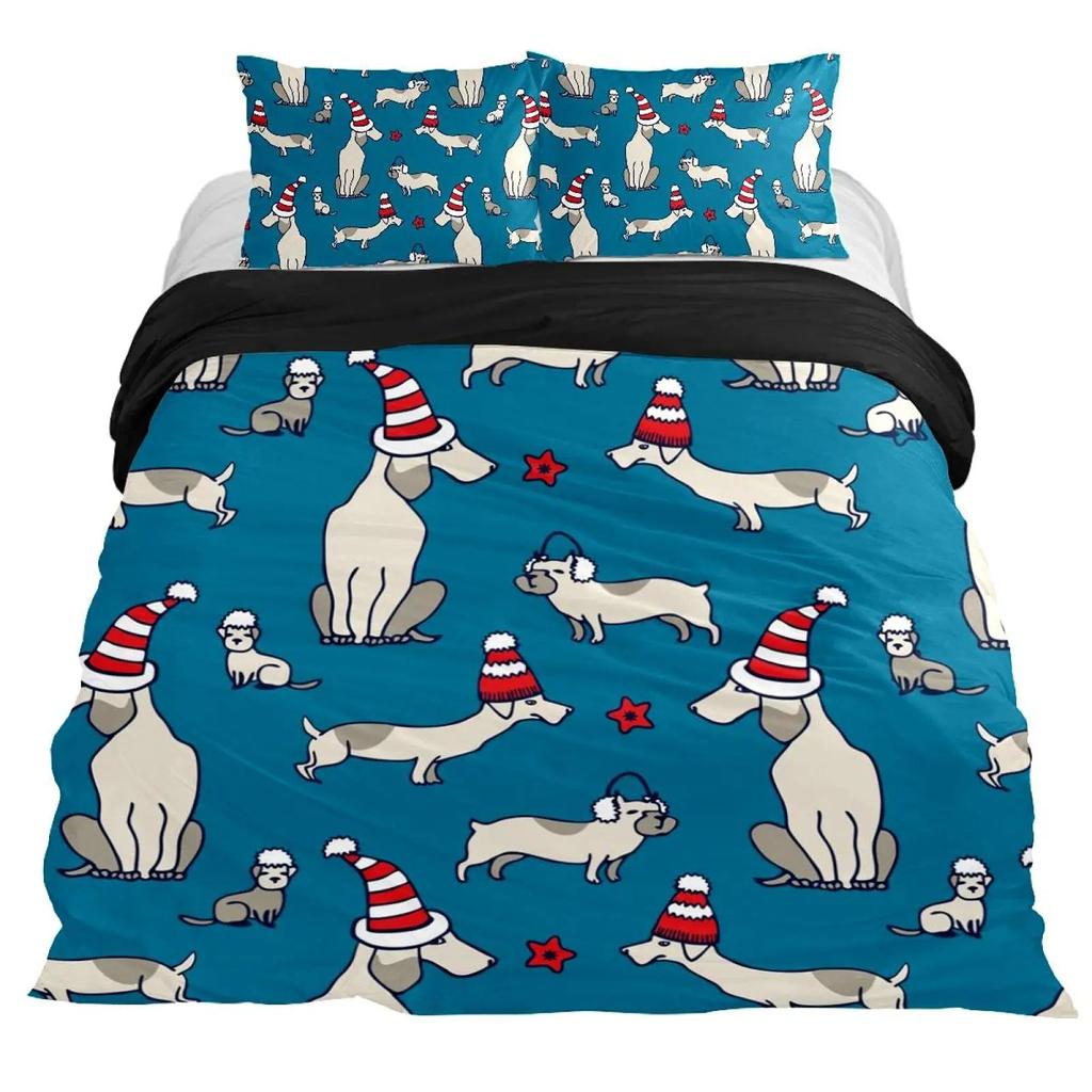 Black And Brown Dachshund Sausage Duvet Cover Cartoon Puppy Dog Bedding Set Kids Boys Gifts Bedspread Cover Bedroom Decoration