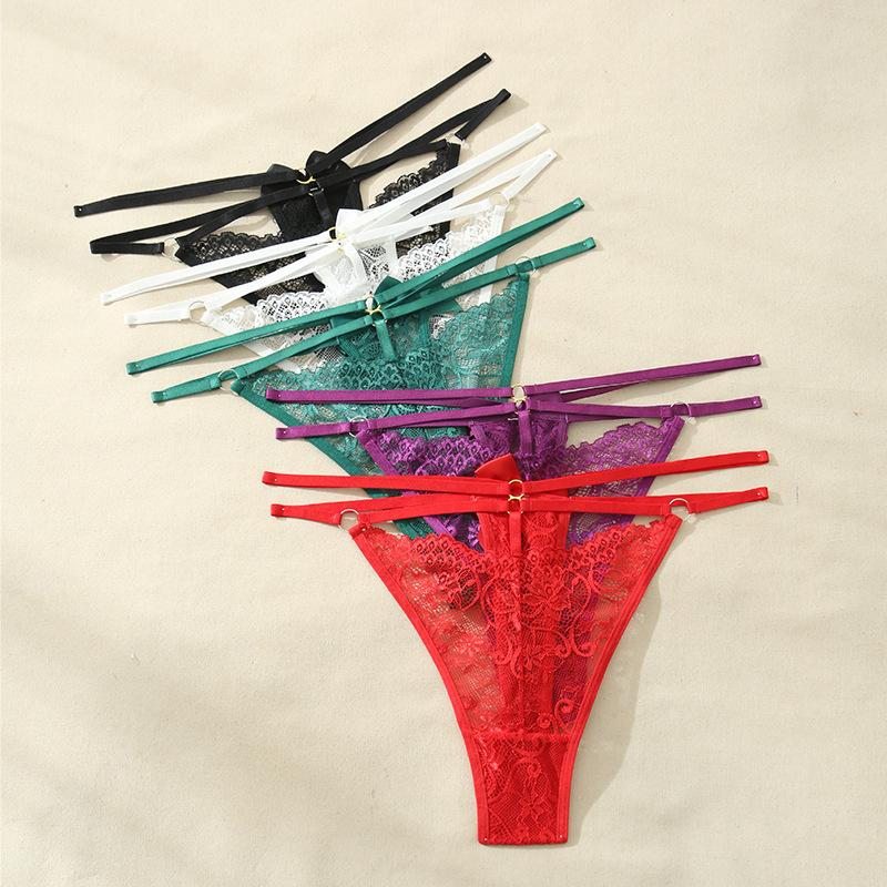 G-String Panties Women Lace Thong Large Size Sexy Underwear Double Waistband Women Thong Solid Ladies Underpants Breathable Ultra-thin Sexy Underwear