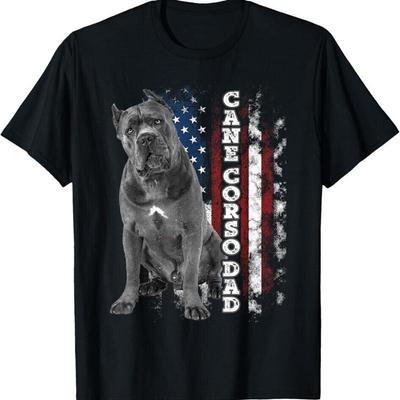 Cane Corso Dad Dog Owner Italian Mastiff Usa American Flag T Shirt