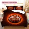 Edmonton Oilers Pattern Bedding Quilt Set  Home Decoration  Gift (1 * Duvet Cover + 2 * Pillowcase  Without Core)