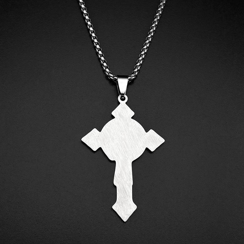 Trendy Personalized Stainless Steel Cross Saint Benedict Pendant Necklace