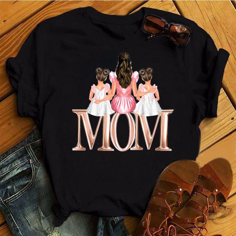 Noi Topuri Tricouri Mama Tata Imprimate Femei Haine de modă Gât rotund Femei Manecă scurtă Topuri Tricouri