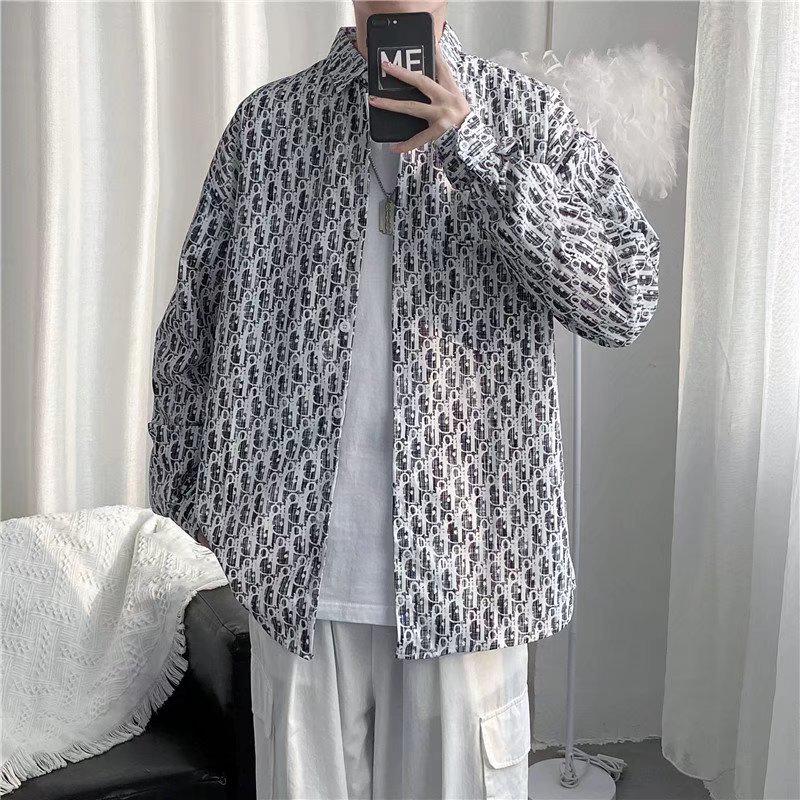 Men's Retro Striped Spring Long-Sleeve Shirt, Hong Kong Style Inner Jacket