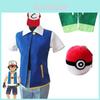 Pokemon Ash Ketchum Cosplay Kostüm Komplettset Erwachsene Jacke Handschuhe Hut Halloween Hohe Qualität Elastisches Weiches Polyestermaterial