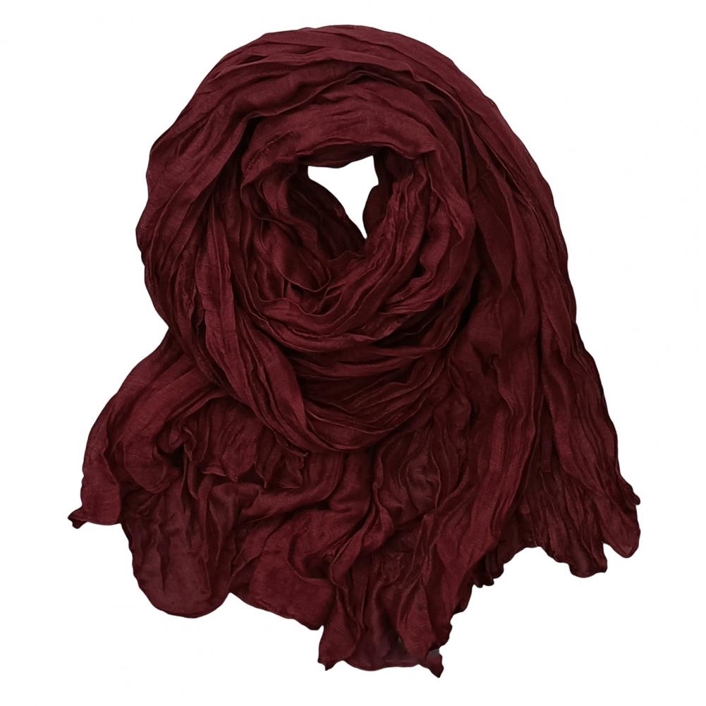 Women Scarf Solid Color Pleated Long Retro Autumn Winter Warm Long Scarf Soft Vintage Inspired Scarf