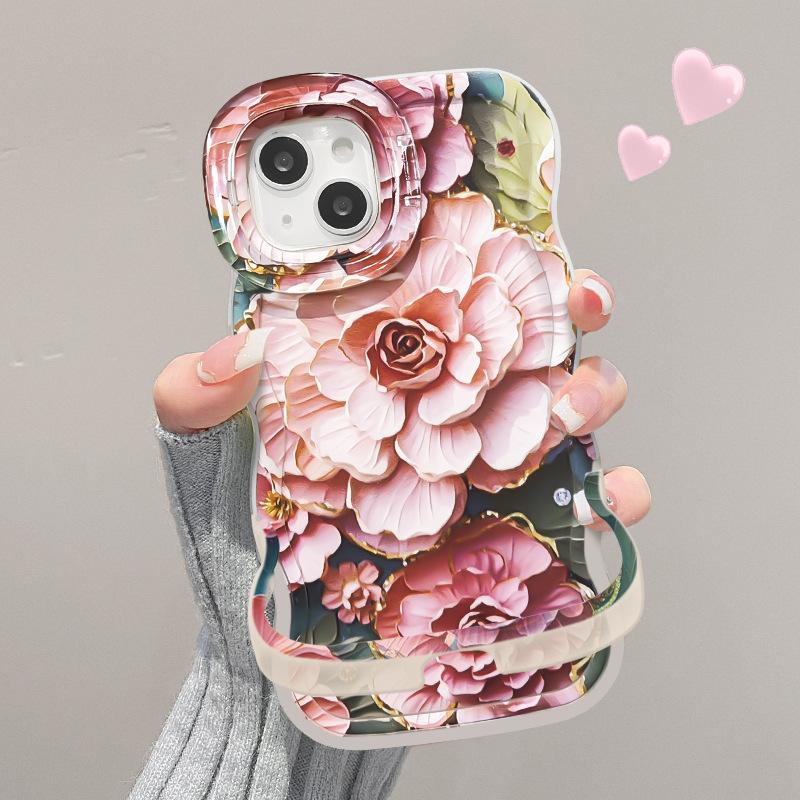 

Маслопись в китайском стиле Пион Подходит для чехла для мобильного телефона Apple 15 Huawei Mate60pro Силикон 14max Подставка 13 Ниша iphone 16 pro