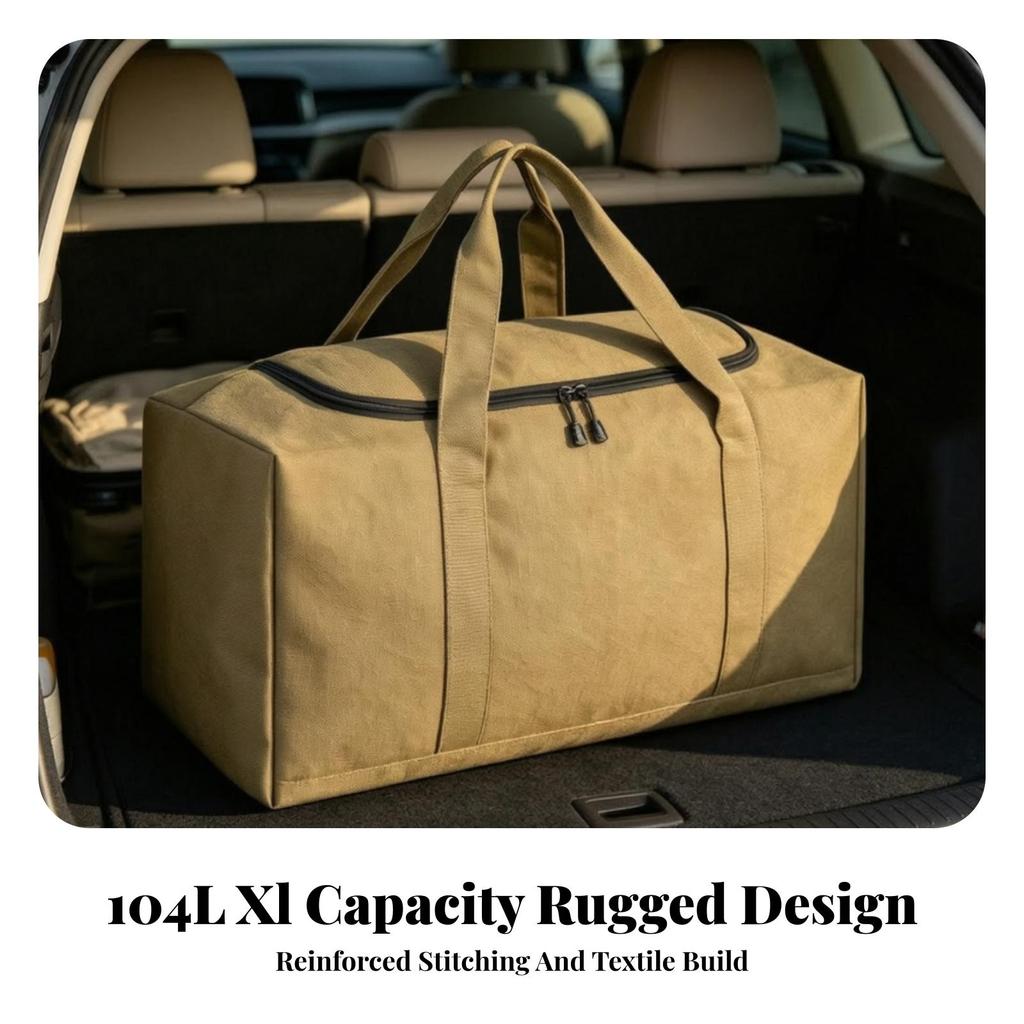 Camping Gear Organizer Spacious Canvas Storage Bag Zippered for Road Trips