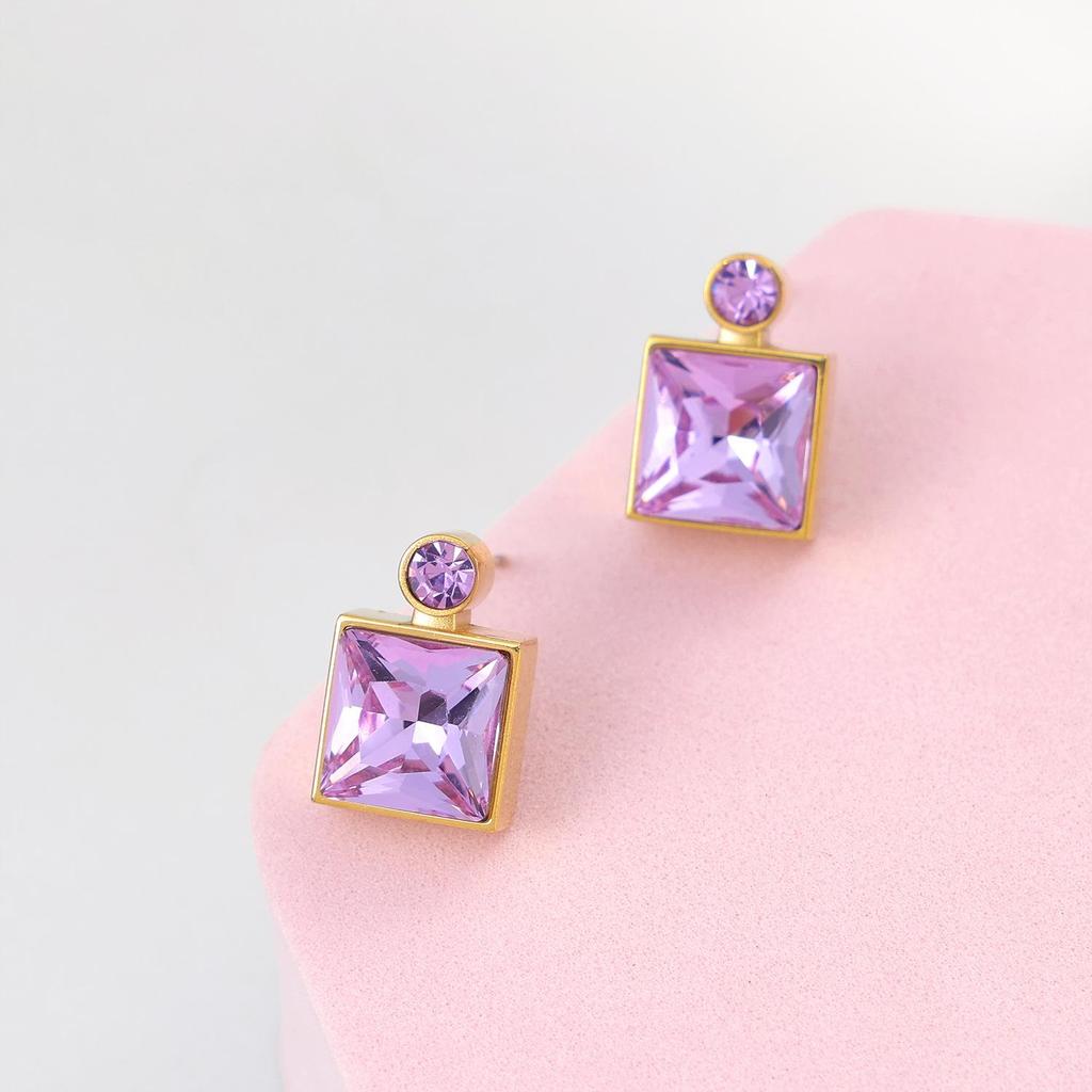 Elegant Square Perfume Bottle Necklace & Exquisite Earrings Set - Niche Design, Fashion-Forward, Unique Personality Jewelry