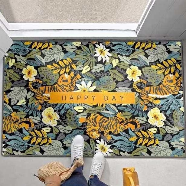 Plant Flower Crystal Velvet Mat Bathroom Absorbent Non-slip Mat Toilet Dirty Mat Entry Door Mat