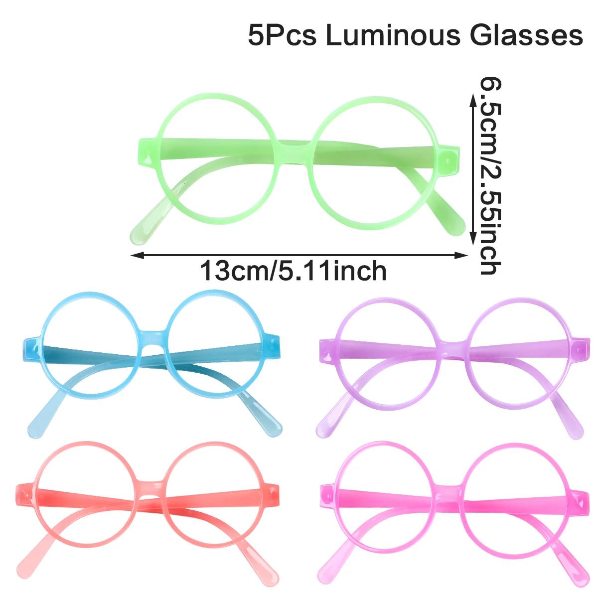 

5Pcs Led Light Up Glasses, Glow In The Dark Neon Glasses For Birthday Party Supplies, Fun Party Favors For Kids & Adults Set