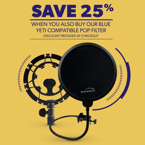 Auphonix Shock Mount for Blue Yeti and Snowball Microphones, Black