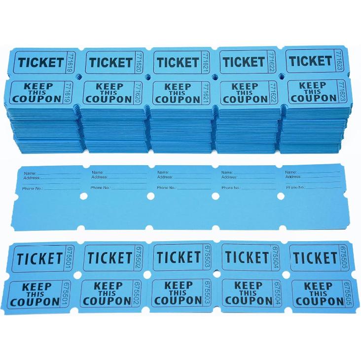 2000 Pcs 1000 Pairs Raffle Tickets, 50/50 Double Raffle Tickets, 250 Double Tickets Per Stack, for Events, Entry, Carnivals, and Door Prizes