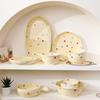 Cream Love Ceramic Tableware Set Creative Household Polka Dot Dishes Housewarming Gift Rice Soup Bowl Combination